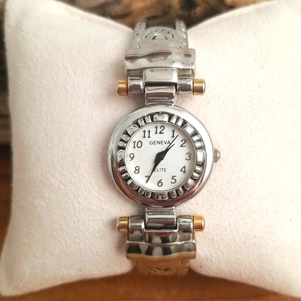 Geneva Elite Two-Tone Bangle Bracelet Watch